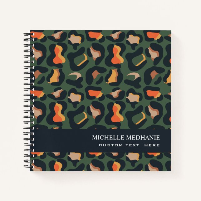 Elegant Safari Animal Skin Leopard spot MONOGRAM  Notebook (Front)