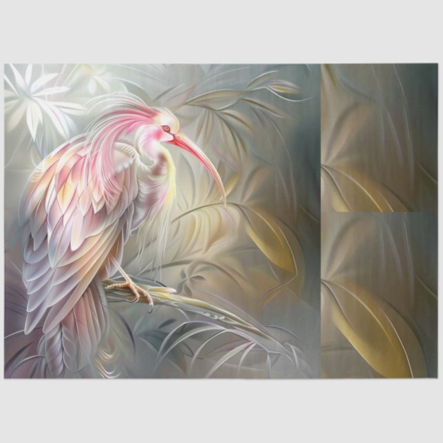 Elegant Safari Birds Floral Ephemera Decoupage  Tissue Paper (Front)