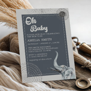 Elegant Safari Elephant Baby Shower Invitation