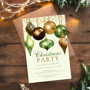 Elegant Safari Gold Ornament Christmas Party Invitation