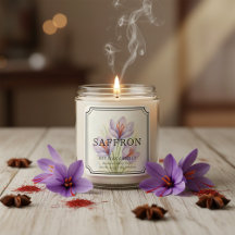 Elegant Saffron Soy Wax Candle Business Label