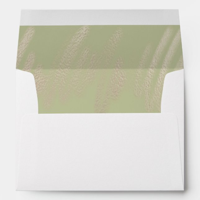 Elegant Sage Abstract Wedding Envelope Liner (Back (Bottom))