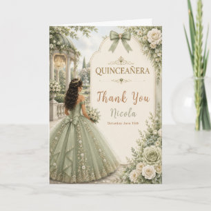 Elegant Sage and Ivory Quince Thank You Card