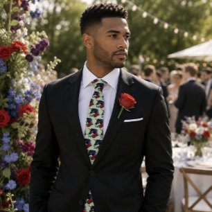 Elegant Sage Black Unicorn Floral Fantasy Wedding Tie
