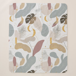 Elegant Sage & Blush Abstract Botanical Throw Blan