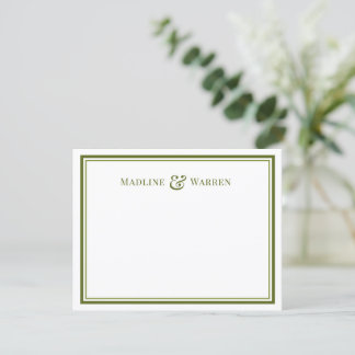 Elegant Sage Border Personalised Couple Notecard