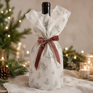 Elegant Sage Botanical Christmas Greenery Sprigs Tissue Paper
