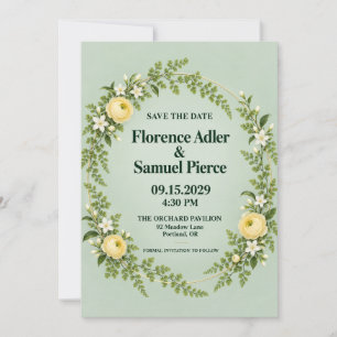 Elegant Sage Botanical Garden Save the Date Invita Invitation