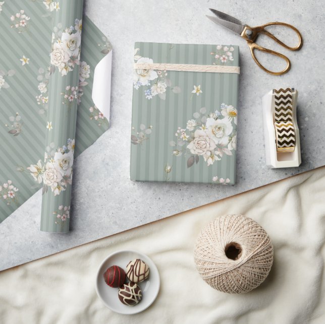 Elegant Sage Botanical Wrapping Paper (Crafts)
