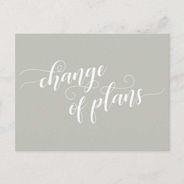 Elegant Sage Change of Plans Postponed Wedding Postcard (Front)