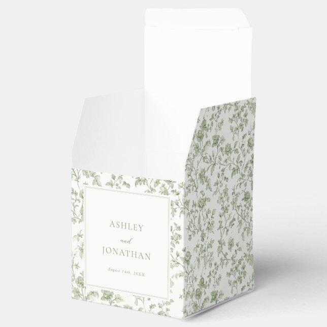 Elegant Sage Chinoiserie Wedding Favour Box (Opened)