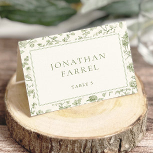 Elegant Sage Chinoiserie Wedding Place Cards