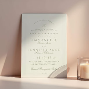 Elegant Sage Cream Calligraphy Formal The Wedding Invitation