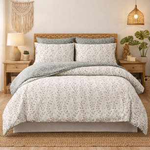 Elegant Sage Cream Minimalist Boho Floral Pattern Pillowcase