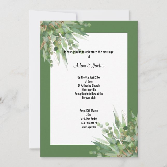 ELEGANT SAGE EUCALYPTUS WEDDING INVITATION (Front)