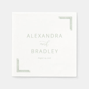 Elegant Sage Geometric Accents Napkin