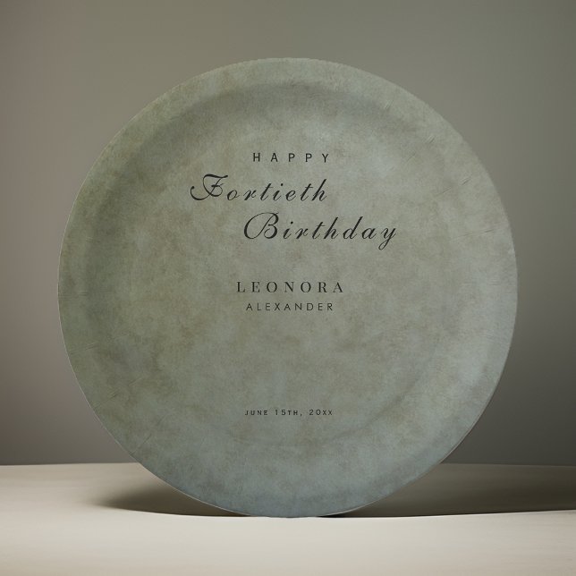 Elegant Sage Gold ANY Birthday Party Paper Plate (Creator Uploaded)