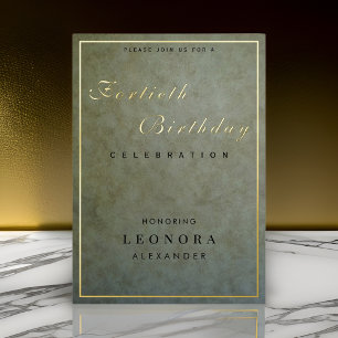 Elegant Sage Gold ANY Milestone Birthday Party