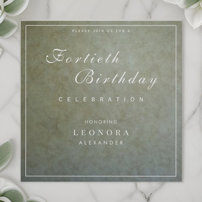 Elegant Sage Gold ANY Milestone Birthday Party Invitation (Creator Uploaded)
