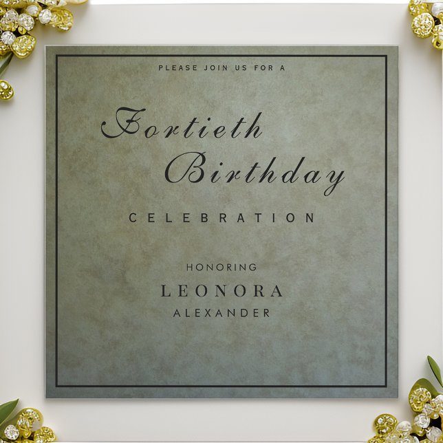 Elegant Sage Gold ANY Milestone Birthday Party Invitation (Creator Uploaded)