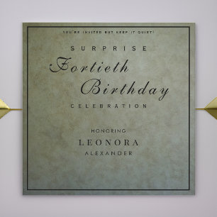 Elegant Sage Gold ANY Surprise Birthday Party Invitation