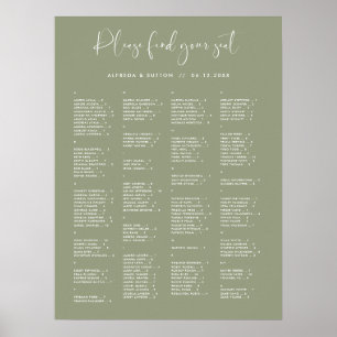 Elegant Sage Green Alphabetical seating chart