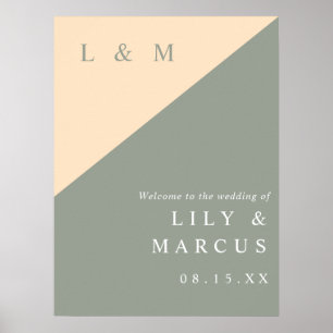 Elegant Sage Green And Cream Wedding Welcome Sign