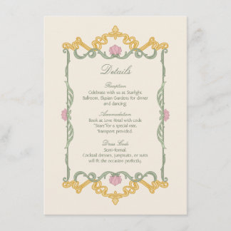 Elegant Sage Green and Gold Art Nouveau Enclosure Card
