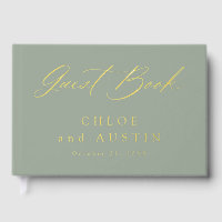 Elegant Sage Green and Gold Calligraphy Wedding Fo