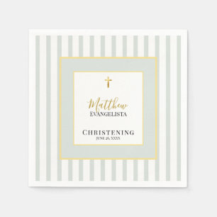 Elegant Sage Green and Gold Christening Party Napkin