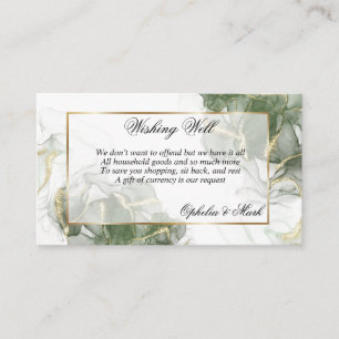 Elegant Sage Green and Gold Wishing Well  Enclosure Card
