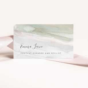 Elegant Sage Green and Grey Watercolor Business Card