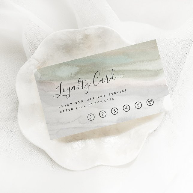 Elegant Sage Green and Grey Watercolor Loyalty Card (Creator Uploaded)