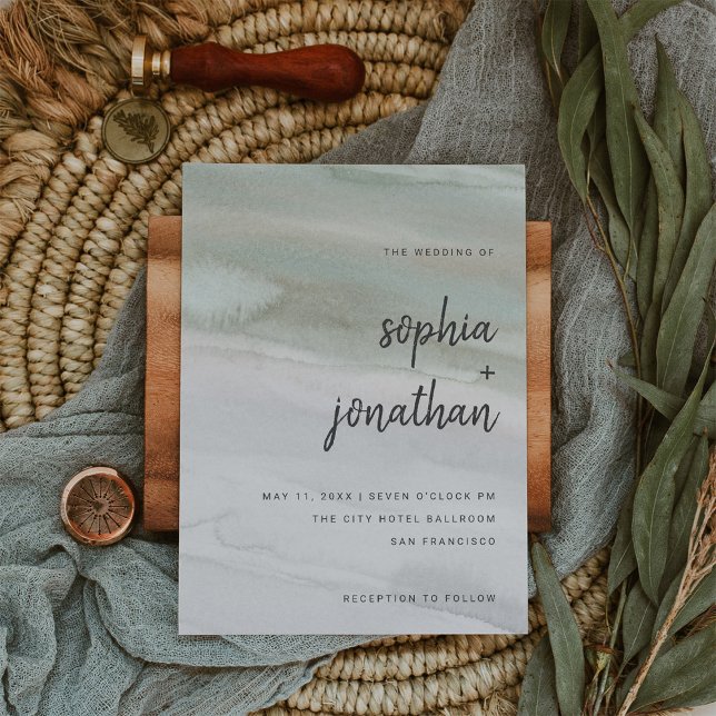 Elegant Sage Green and Grey Watercolor | Wedding Invitation (Creator Uploaded)