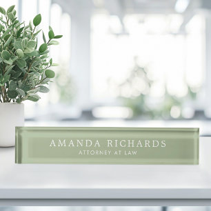 Elegant sage green and white trendy nameplate