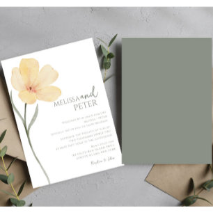 Elegant Sage Green and White Wildflower Wedding  Invitation