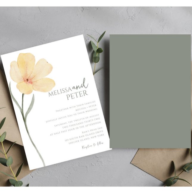 Elegant Sage Green and White Wildflower Wedding  Invitation (Creator Uploaded)