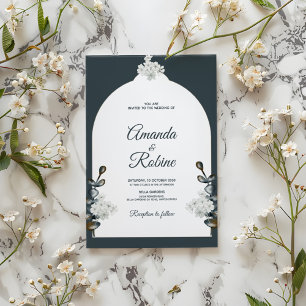 Elegant Sage Green Arch Wedding Invitation