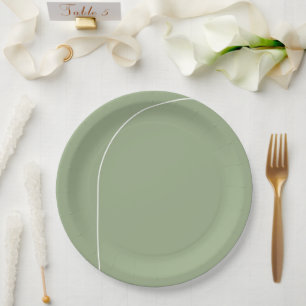 Elegant Sage Green Arch Wedding Round Paper Plates