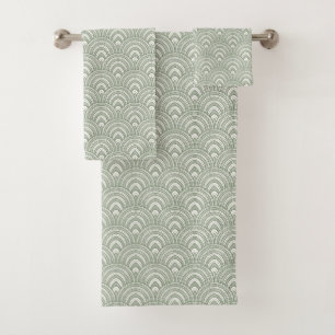 Elegant Sage Green Arches Bath Towel Set