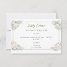 Elegant Sage Green Baby Shower RSVP Card