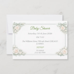 Elegant Sage Green Baby Shower RSVP Card