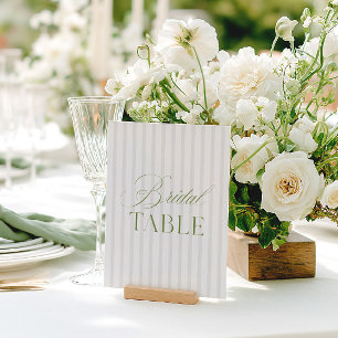 Elegant Sage Green & Beige Bridal Table Number 