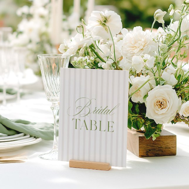 Elegant Sage Green & Beige Bridal Table Number  (Elegant Sage Green & Beige Bridal Table Number)
