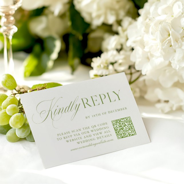 Elegant Sage Green & Beige QR Code RSVP Card (Elegant Sage Green & Beige QR Code RSVP Card)