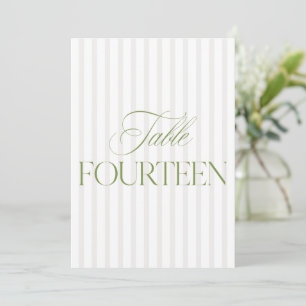Elegant Sage Green & Beige Wedding 14 Table Number