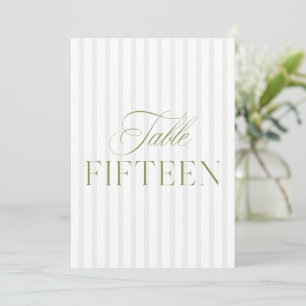 Elegant Sage Green & Beige Wedding 15 Table Number