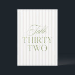 Elegant Sage Green & Beige Wedding 32 Table Number<br><div class="desc">This elegant table number features a soft beige striped background with refined sage green serif typography and subtle script accents. Designed for garden weddings, refined receptions, and timeless outdoor celebrations. Coordinates with the “Iris” Wedding Invitation Collection — click the collection link on this page to find matching items like menus,...</div>
