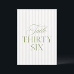 Elegant Sage Green & Beige Wedding 36 Table Number<br><div class="desc">This elegant table number features a soft beige striped background with refined sage green serif typography and subtle script accents. Designed for garden weddings, refined receptions, and timeless outdoor celebrations. Coordinates with the “Iris” Wedding Invitation Collection — click the collection link on this page to find matching items like menus,...</div>