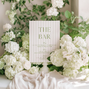 Elegant Sage Green & Beige Wedding Bar Sign Invitation